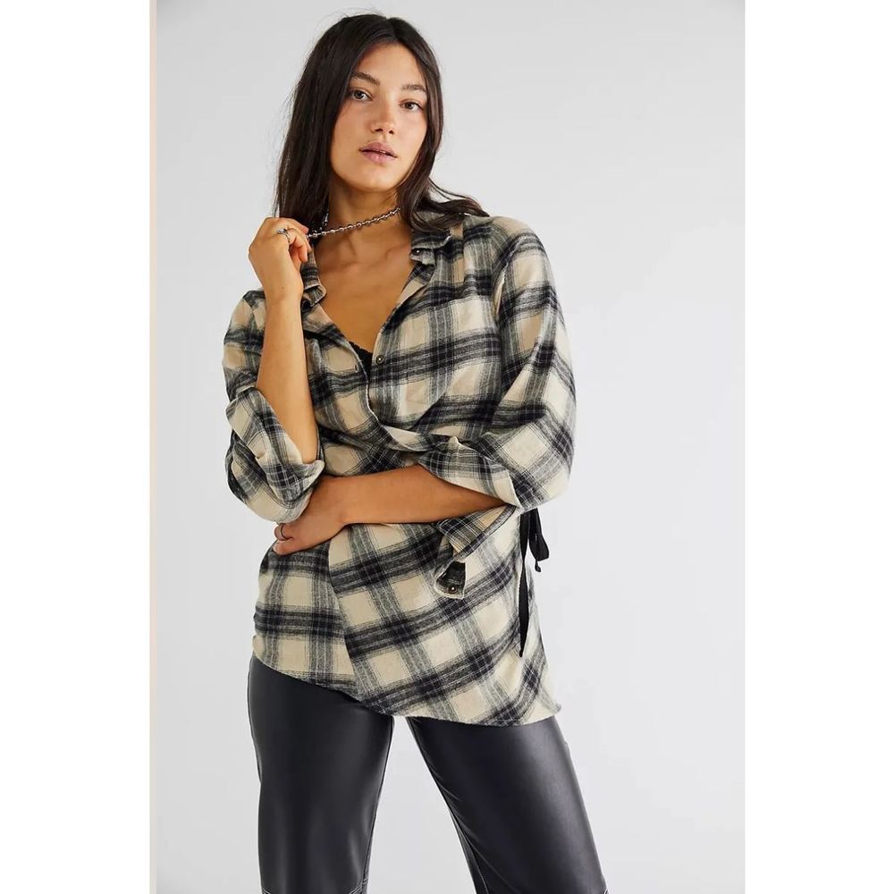 Free People x Nicholas K Roux Flannel Shirt Plaid sz Small - NWT